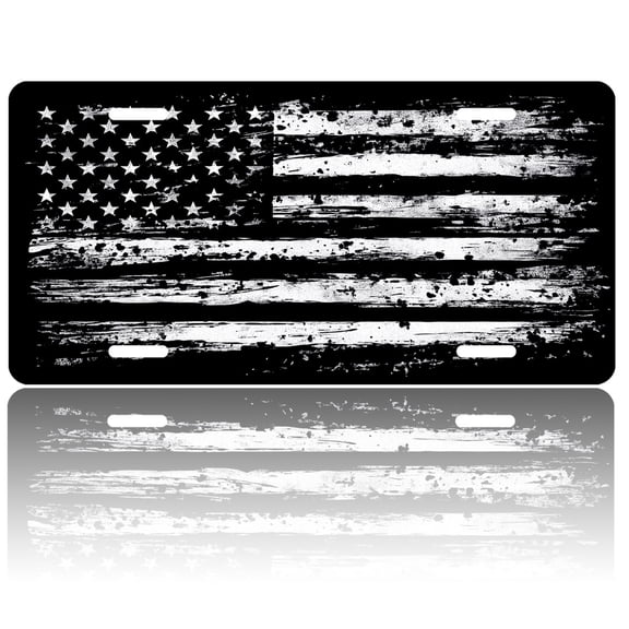 USA 250th Anniversary License Plate, Personalized Black and White Car Front License Plate Cover, Car Decor Accessory Stainless Aluminum Metal Rust-Proof Car Plate Novelty Vanity Tag 6 X 12 Inch