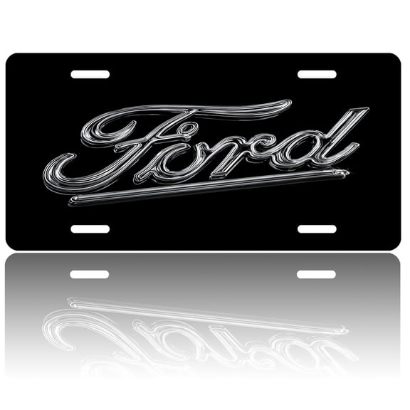USA 250th Anniversary License Plate, Personalized Chrome Ford Logo Car Front License Plate Cover, Car Decor Accessory Stainless Aluminum Metal Rust-Proof Car Plate Novelty Vanity Tag 6 X 12 Inch