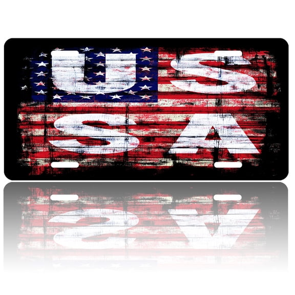 USA 250th Anniversary License Plate, Personalized Distressed USA Car Front License Plate Cover, Car Decor Accessory Stainless Aluminum Metal Rust-Proof Car Plate Novelty Vanity Tag 6 X 12 Inch