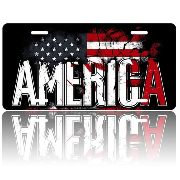 USA 250th Anniversary License Plate, Personalized Grunge America Car Front License Plate Cover, Car Decor Accessory Stainless Aluminum Metal Rust-Proof Car Plate Novelty Vanity Tag 6 X 12 Inch