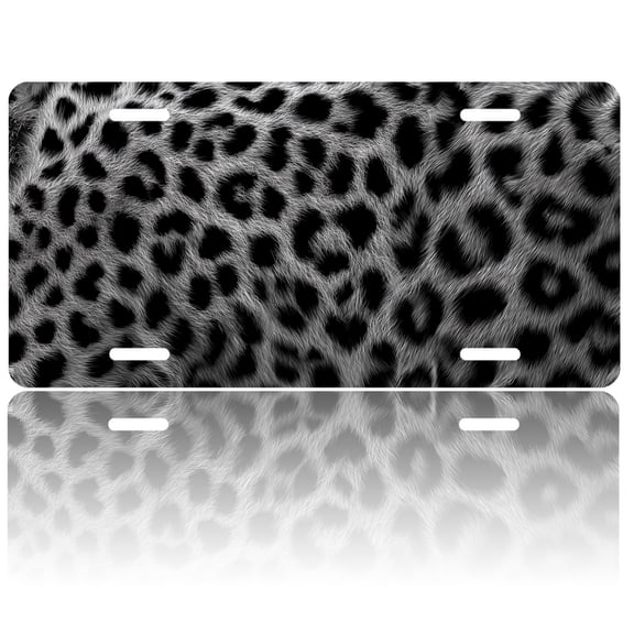 USA 250th Anniversary License Plate, Personalized Monochrome Leopard Car Front License Plate Cover, Car Decor Accessory Stainless Aluminum Metal Rust-Proof Car Plate Novelty Vanity Tag 6 X 12 Inch