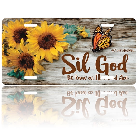 USA 250th Anniversary License Plate, Personalized Sunflower Butterfly Car Front License Plate Cover, Car Decor Accessory Stainless Aluminum Metal Rust-Proof Car Plate Novelty Vanity Tag 6 X 12 Inch