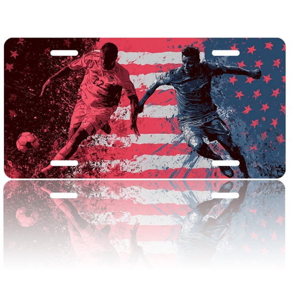 USA 250th Anniversary License Plate, Personalized USA Soccer Players Car Front License Plate Cover, Car Decor Accessory Stainless Aluminum Metal Rust-Proof Car Plate Novelty Vanity Tag 6 X 12 Inch