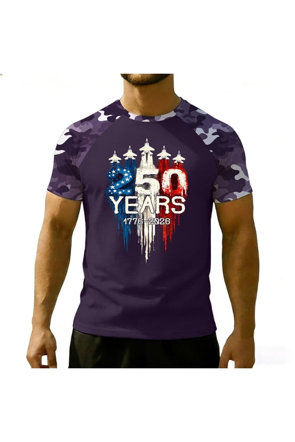USA 250th Anniversary Men's Patriotic 250 Years 1776-2026 Independence Day Graphic Shirt