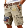 thumbnail image 1 of USA 250th Anniversary Men's Vintage Cargo Shorts Patriotic Flag Print Hiking Short with Pockets, 1 of 4