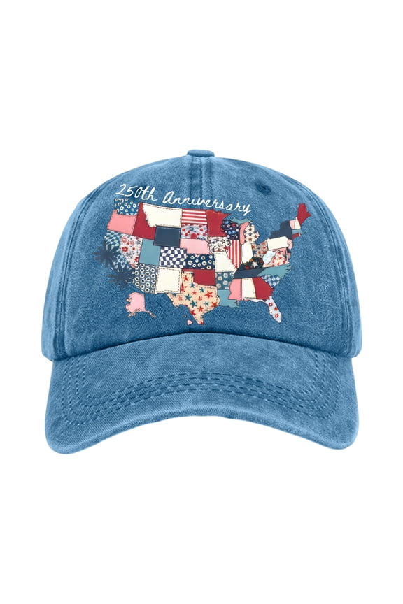 USA 250th Anniversary Merchandise Cap Independence Day American Flag Hat 1776-2026 Adjustable Washed Cap Gift for Veterans History Buffs,Light Blue