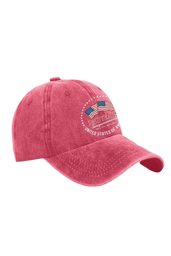 USA 250th Anniversary Merchandise Cap Independence Day American Flag Hat 1776-2026 Adjustable Washed Cap Gift for Veterans History Buffs,Red