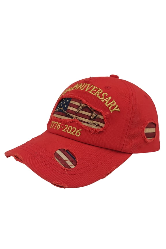 USA 250th Anniversary Merchandise Cap Independence Day American Flag Hat 1776-2026 Adjustable Washed Cap Gift for Veterans History Buffs,Red