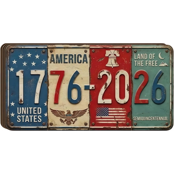 USA 250th Anniversary Metal Sign, 1776-2026 Patriotic Decor Sign, Rustic Style Decorative Plaque for Independence Day, Memorial Day & Veterans Day, Table Centerpiece Ornament