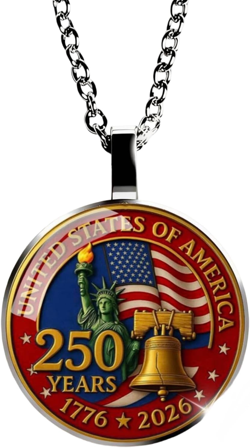 USA 250th Anniversary Necklace 2D Eagle American Flag Necklace 250