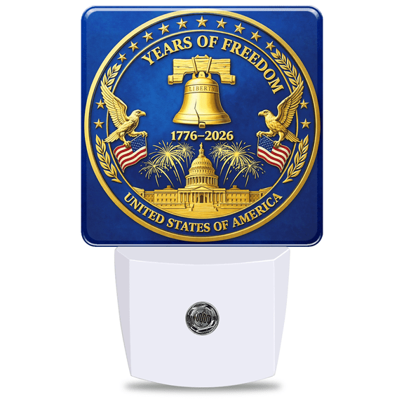 USA 250th Anniversary Night Light, Plug into Wall with Dusk to Dawn Light Sensors, Patriotic Decorative Festive Gifts Lighting, Warm Nightlights for Bedroom, Bathroom, Hallway, Kitchen