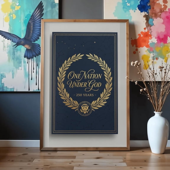 USA 250th Anniversary One Nation Under God 1776 Decor Unframed Paper Print