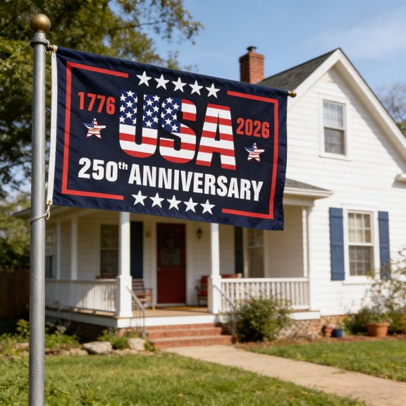 USA 250th Anniversary Patriotic Banner, Weather-Resistant Polyester Outdoor Flag for Home Porch Yard, Large Memorial Decoration for National Holidays