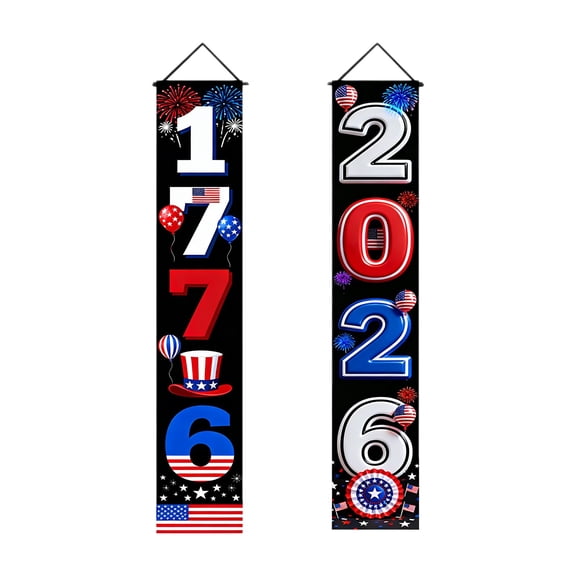 USA 250th Anniversary Patriotic Banners – Large Nylon American Flag Decorations with Grommets & Hanging Strap, Waterproof Outdoor/Indoor Decor for Porch, Yard, Balcony