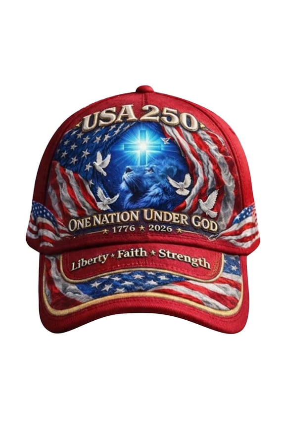 USA 250th Anniversary Patriotic Baseball Cap, Commemorative One Nation Under God Print Adjustable Hat for Men Women