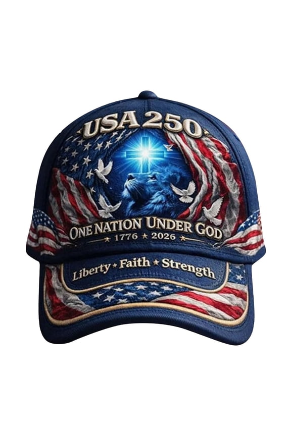 USA 250th Anniversary Patriotic Baseball Cap, Commemorative One Nation Under God Print Adjustable Hat for Men Women