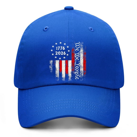 USA 250th Anniversary Patriotic Blue Baseball Cap with Printed Graphic Artwork and Comfortable Fit for Everyday Casual Style