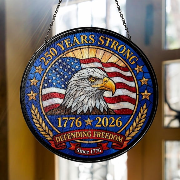 USA 250th Anniversary Patriotic Eagle Stained Glass Suncatcher, Window Hanging Art, Independence Day Decor