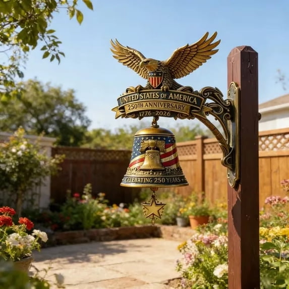 USA 250th Anniversary Patriotic Eagle Wall Bell – Metal Decorative Chime for 1776-2026 Celebration, Vintage American Liberty Decor for Home & Outdoor