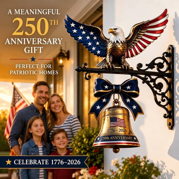 USA 250th Anniversary Patriotic Eagle Wall Bell – Metal Decorative Chime for 1776-2026 Celebration, Vintage American Liberty Decor for Home & Outdoor