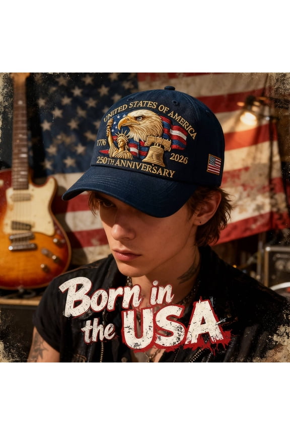 USA 250th Anniversary Patriotic Hat, Retro Washed Baseball Cap for Men and Women, Adjustable Embroidered Tribute Cap, Celebrate America 250 Years with Stylish Commemorative , Ihhxby | A, Navy Blue