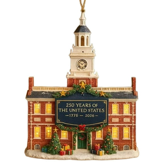 USA 250th Anniversary Patriotic Ornament, 250th Anniversary Acrylic House Christmas Ornament, USA 250th Anniversary House Merchandise, 2D Flat Patriotic House Decorations for Christmas Tree Decor