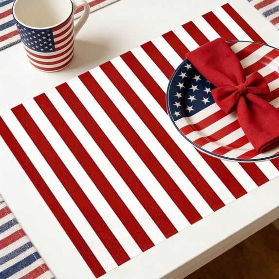USA 250th Anniversary Patriotic Placemat, 12x18 Inch Placemats for Kitchen Dining, American Flag Patriotic Stars Placemat 4th Of July Memorial Day Veterans Day Patriotic Decoration