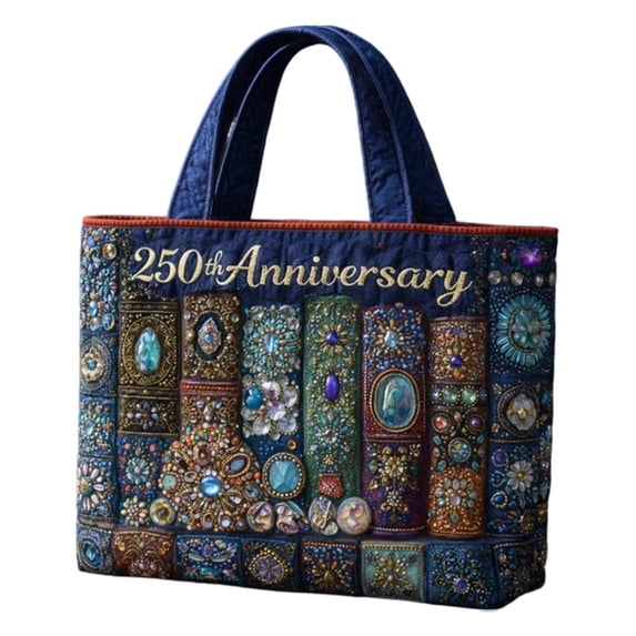 USA 250th Anniversary Patriotic Quilted Tote Bag for Women, Floral Embroidered Handbag with USA Flag Design Vintage Handbag for Independence Day