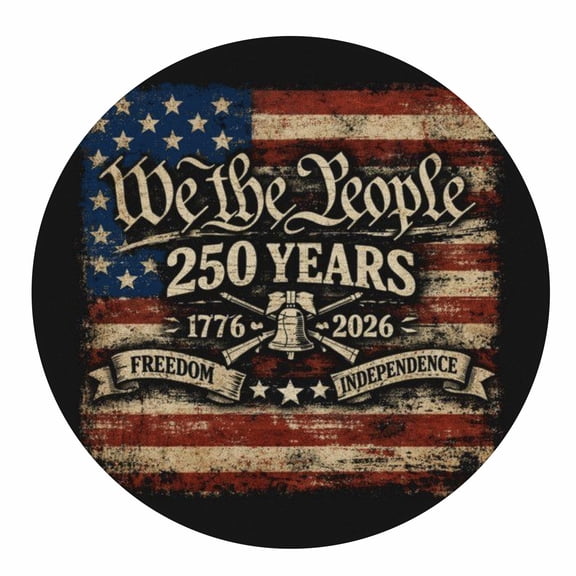 USA 250th Anniversary Patriotic Round Area Rug Non-Slip Decorative Carpet for Independence Day, Living Room, Bedroom, Playroom