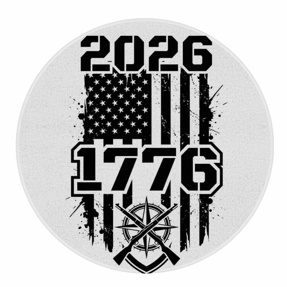 USA 250th Anniversary Patriotic Round Area Rug Non-Slip Decorative Carpet for Independence Day, Living Room, Bedroom, Playroom