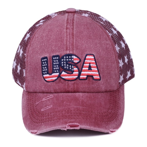 USA 250th Anniversary Patriotic Trucker Hat with Star Mesh Back Distressed BaseballHat for Independence Day America 250 Unisex