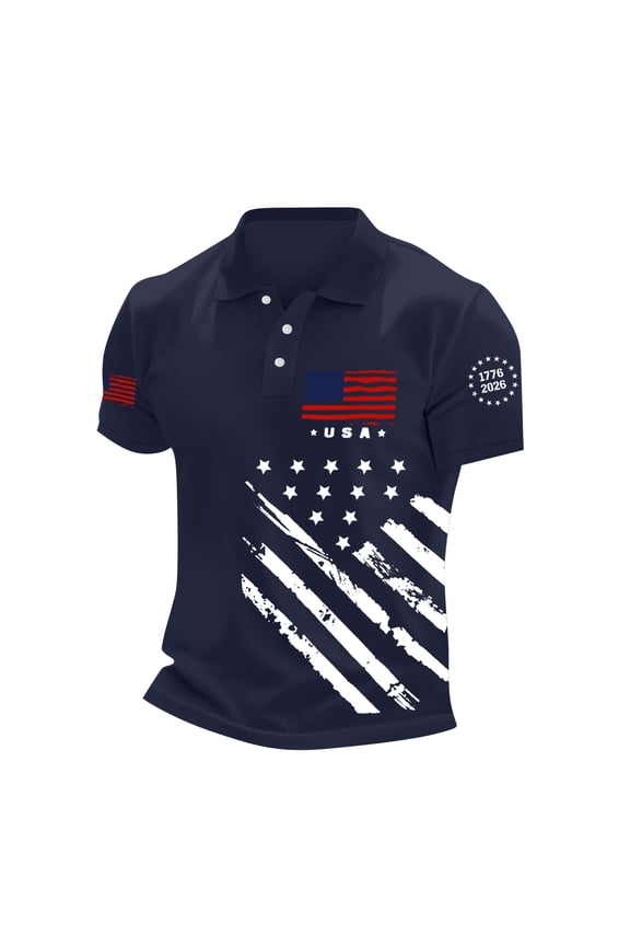 USA 250th Anniversary Polo Shirt Men Patriotic American Flag Graphic Short Sleeve Button Polo America 250 Merchandise