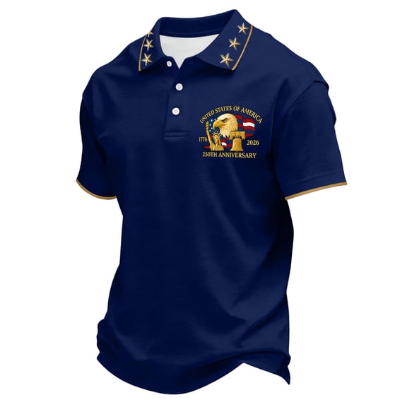 USA 250th Anniversary Polo Shirt Men Patriotic Eagle Graphic Casual Short Sleeve Button Polo America 250 Merchandise