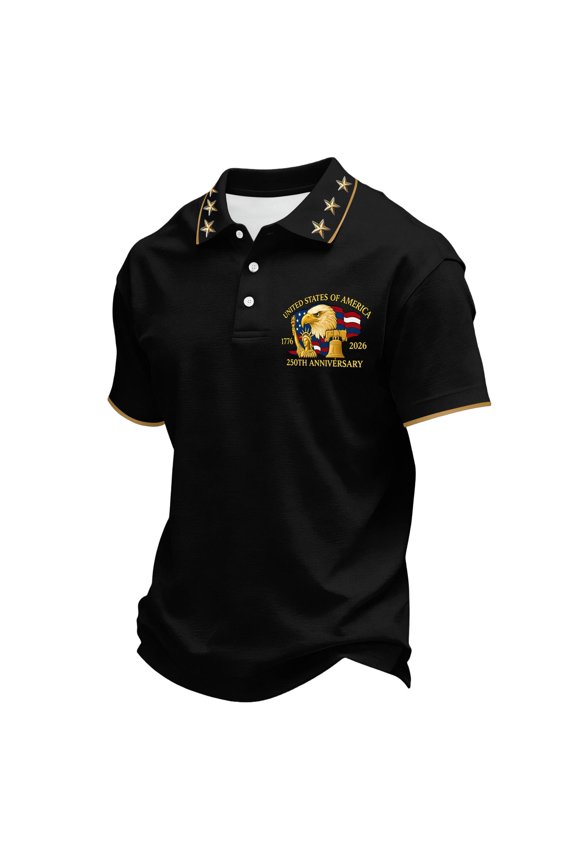 USA 250th Anniversary Polo Shirt Men Patriotic Eagle Graphic Casual Short Sleeve Button Polo America 250 Merchandise