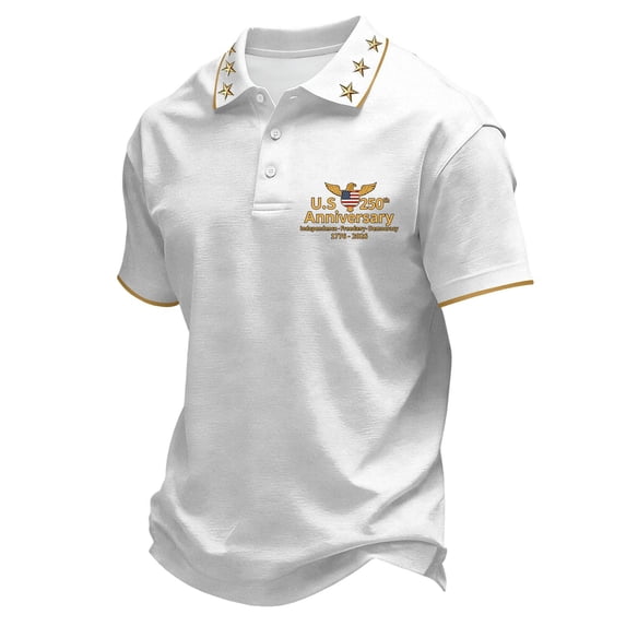 USA 250th Anniversary Polo Shirt Men Patriotic Eagle Graphic Short Sleeve Button Polo Casual America 250 Merchandise