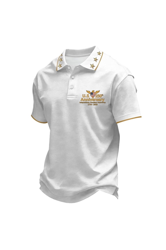 USA 250th Anniversary Polo Shirt Men Patriotic Eagle Graphic Short Sleeve Button Polo Casual America 250 Merchandise