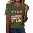 thumbnail image 1 of USA 250th Anniversary Print Tee Short Sleeve Round Neck Casual Daily Outfits Army Green L, 1 of 4