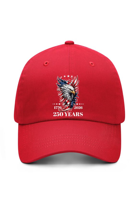 USA 250th Anniversary Printed Red Baseball Cap with Adjustable Fit and Lightweight Construction for Outdoor Activities and Events