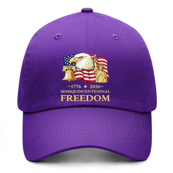 USA 250th Anniversary Purple Baseball Hat with Printed Celebration Graphics and Adjustable Closure Designed for Men Women Daily Use
