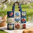 thumbnail image 1 of USA 250th Anniversary Quilted Carryall Bag Lightweight Soft Fabric Spacious Handbag Reusable Grocery Tote For Daily Commute, 1 of 6