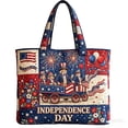 thumbnail image 1 of USA 250th Anniversary Quilted Tote Bag, Patriotic American Flag Shoulder Handbag, Reusable Grocery Bag for Women Daily Use 4th of July, 1 of 3