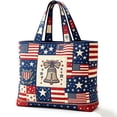 thumbnail image 1 of USA 250th Anniversary Quilted Tote Bag, Patriotic American Flag Shoulder Handbag, Reusable Grocery Bag for Women Daily Use 4th of July, 1 of 5