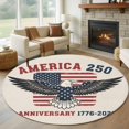 thumbnail image 1 of USA 250th Anniversary Round Living Room Rugs 8 ft, Patriotic Bald Eagle Independence Day Washable Large Area Rug with Non-Slip Sturdy Edge Binding Round Carpet for Dining Room Kitchen Office, 1 of 9