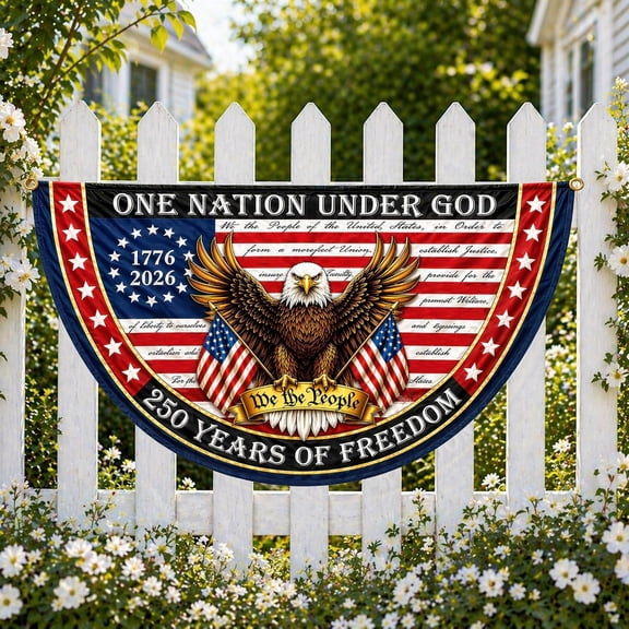 USA 250th Anniversary Semi-Circle Flag, One Nation Under God Patriotic Banner, American Flag 1776–2026 We The People Decor, Independence Day Outdoor Porch Banner, Gift for Dad