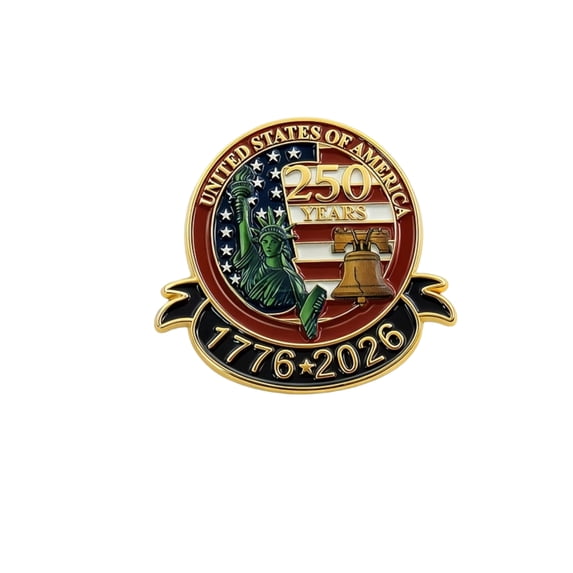 USA 250th Anniversary Semiquincentennial Commemorative Pin, United States 1776-2026 Liberty Metal Badge, Patriotic Soft Enamel Brooch for Independence Day Events