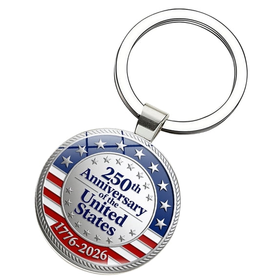 USA 250th Anniversary Semiquincentennial Memorial Keychain, Patriotic Red White Blue Pendant for Backpack and Car Keys, Commemorative 1776-2026 Accessory (1 Pc)