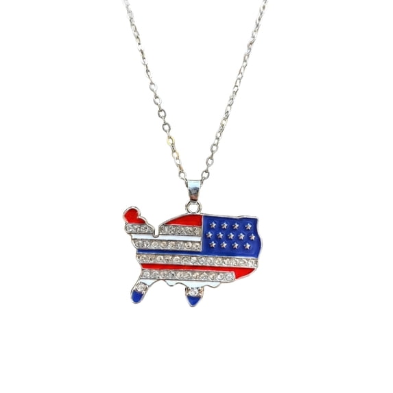 USA 250th Anniversary Semiquincentennial Patriotic Necklace, Red White Blue Independence Day Pendant for Women, Commemorative 1776-2026 Festive Jewelry Accessory (1 Pc)