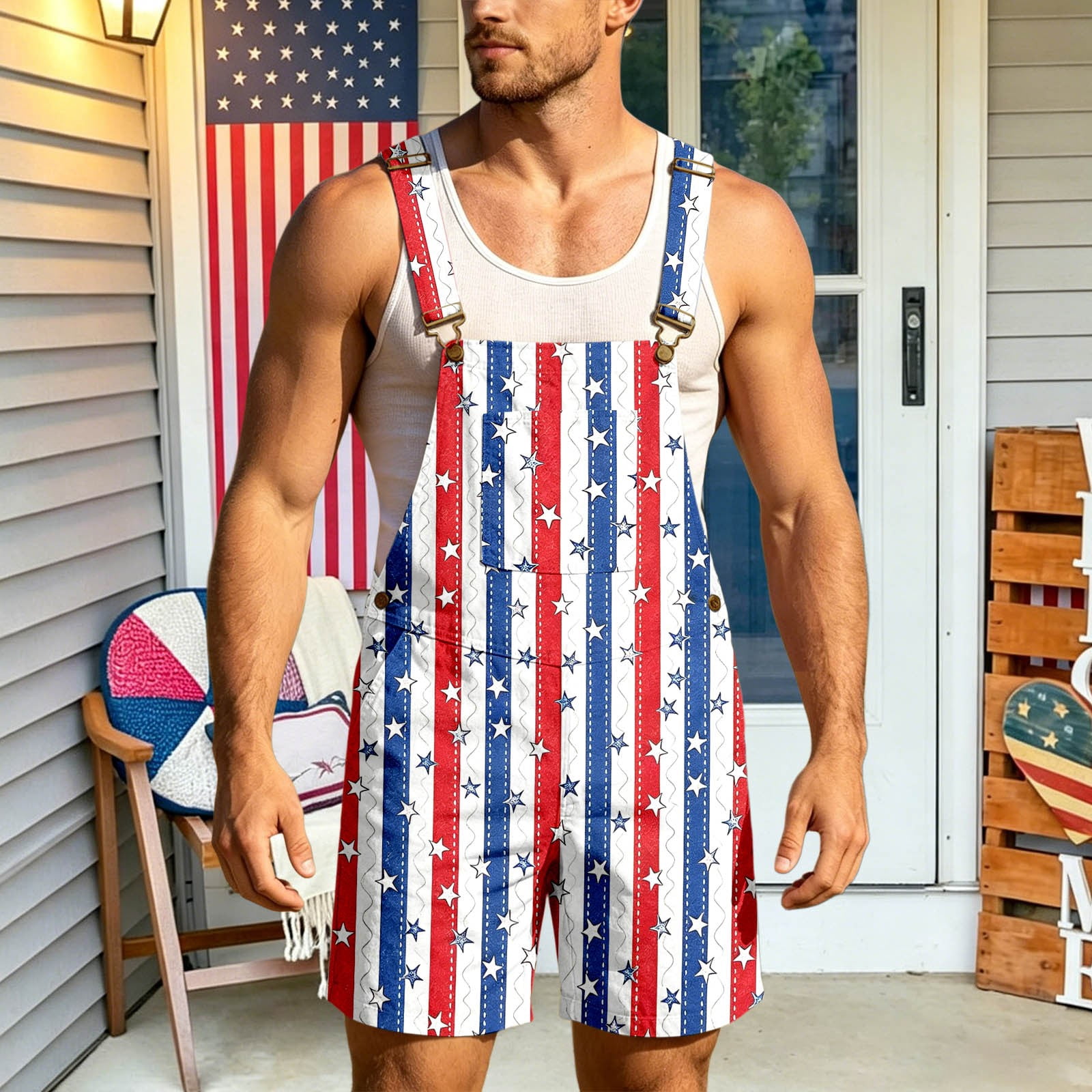 USA 250th Anniversary Shirt Bib Overalls for Men Patriotic