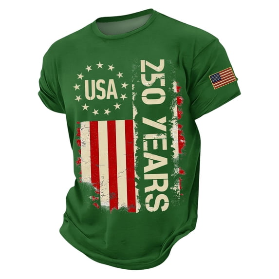 USA 250th Anniversary Shirt Men Patriotic 250 Anniversary USA Shirt Vintage American Flag Graphic Tees for 4th of July Celebration