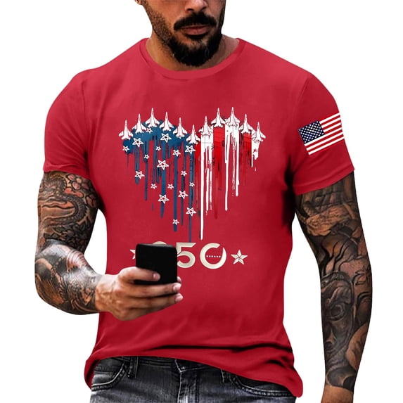 USA 250th Anniversary Shirt Men Patriotic Jet Fighter American Flag Graphic T Shirt America 250 Independence Day Tee